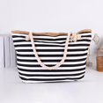 thumbnail image 3 of Women Beach Bag Large Capacity Rope Handle Canvas Casual Colorful Strip Female Shopping Tote Handbag Vacation Use, 3 of 10