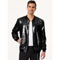 thumbnail image 3 of INSPIRE CHIC Blouson Bomber à Paillettes à Fermeture Éclair à Manches Longues pour Homme Noir P, 3 of 6