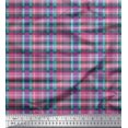 thumbnail image 1 of Soimoi Green Moss Georgette Fabric Gingham Check Printed Fabric 1 Yard 42 Inch Wide, 1 of 5