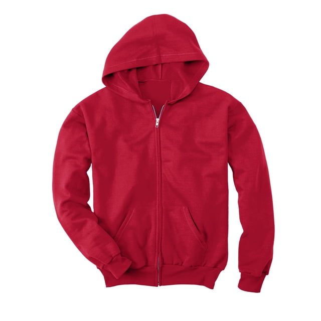 Hanes Comfortblend EcoSmart Kids` Full-Zip Hoodie Sweatshirt, S, Deep Red