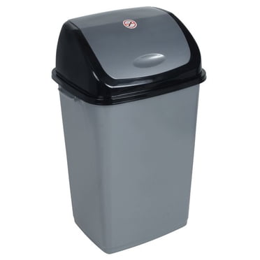 Superio Trash Bin, 13 Gallon, Grey & Black