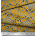 thumbnail image 2 of Soimoi Gold Poly Georgette Fabric Vector Design Damask Printed Craft Fabric by the Yard 42 Inch Wide, 2 of 3