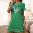thumbnail image 2 of Mrat Chemise de Nuit pour Femme Robe pour Femme Vêtement de Nuit Manches Courtes Chemise de Nuit Décontractée Imprimée Robe de Sommeil Ample Confortable Pyjama Chemise de Nuit P-98 Vert m, 2 of 7