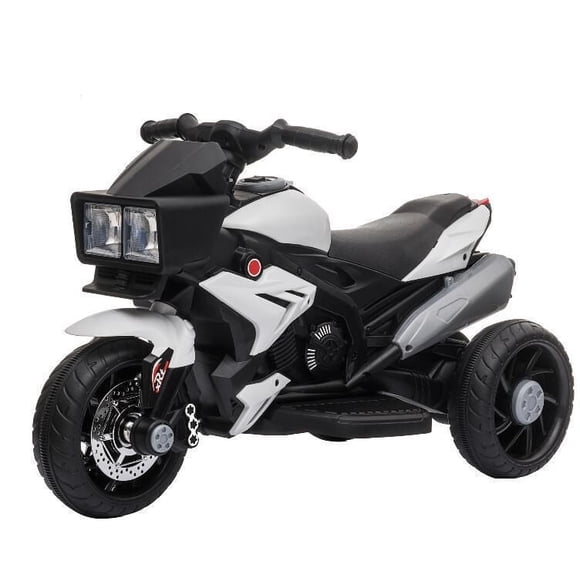 Aosom enfants pédale électrique moto jouet à enfourcher 6 V alimenté par batterie avec phares en corne de musique moto pour filles garçon 3-6 ans blanc
