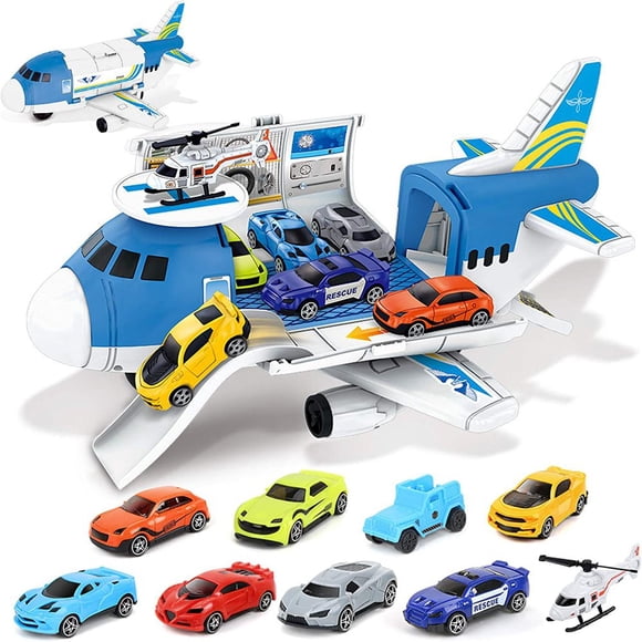 EASTIN Airplane Toys Set with Transport 9Pcs/set Cargo Airplane and Mini Vehicle Car Toys for 3 4 5 6 Year Old Boys and Girls