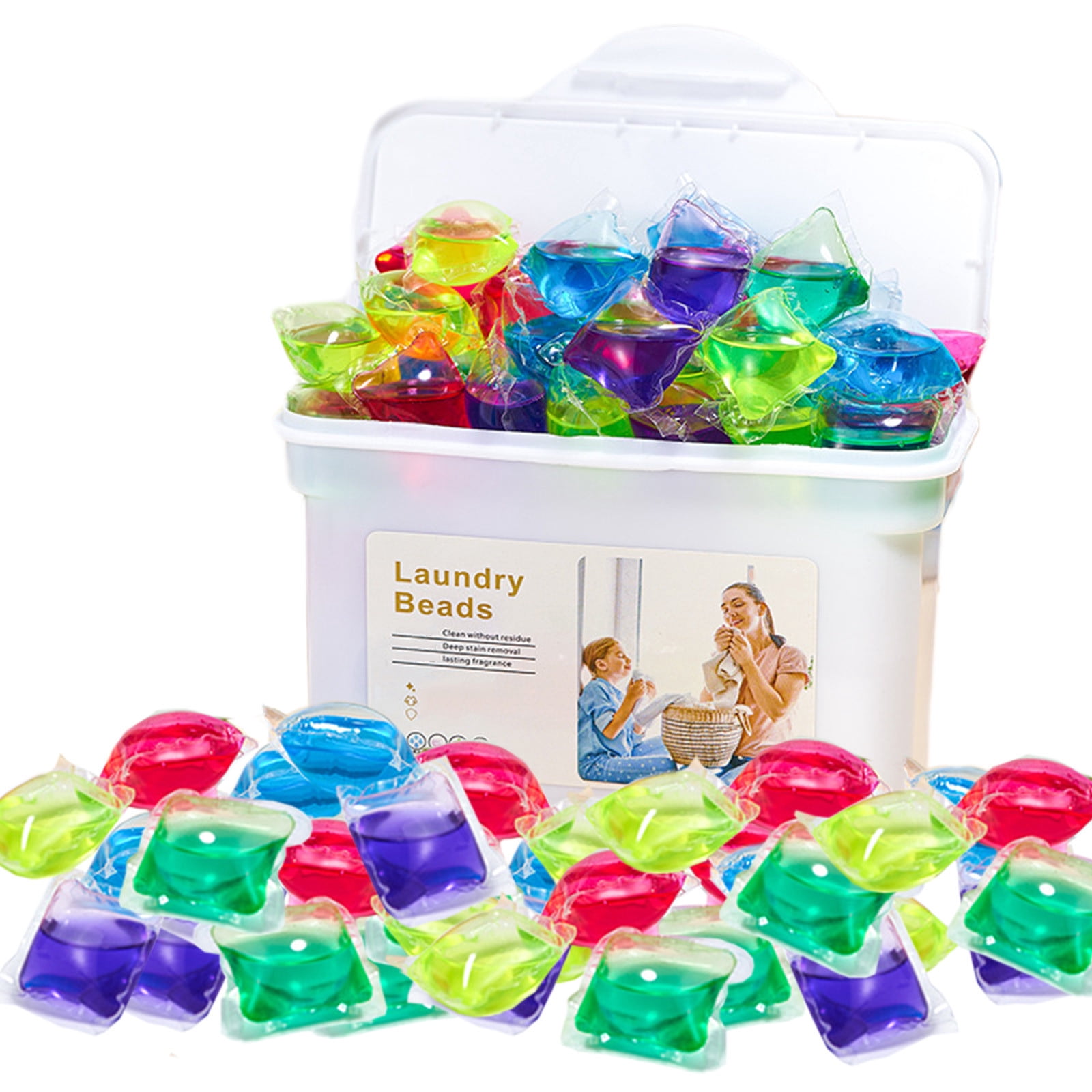 Vwrxbz Laundry Detergent Pods 100 Count Laundry Gel Stain And Grease Remover Long Lasting Softening Mixed Scent