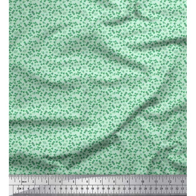 Soimoi Cotton Cambric Fabric Leaves & Floral Artistic Print Sewing Fabric Yard 56 Inch Wide