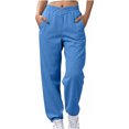 thumbnail image 3 of Yuyuzo Sweatpants for Women Elastic Waisted Fleece Lined Trackpants Solid Color Casual Cinch Bottom Joggers with Pockets, 3 of 7