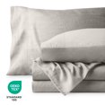 thumbnail image 4 of Bare Home Washed Sheet Set - Premium 1800 Collection - Deep Pocket - 3 Piece - Twin XL, Fog, 4 of 6