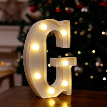 Fridja Enseigne de Lettres à DEL de Noël, Chapiteau Lumineux, Enseigne de Lettres Lumineuses pour Veilleuse, Mariage, Nouvel An, Fête d'Anniversaire, Lampe de Noël à Piles, Décoration de Bar à la Maison, 6,3 Pouces (g)