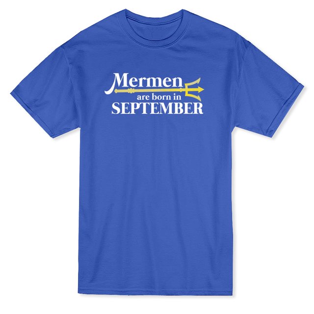 Mermen Born In September Cool And Trendy Birthday Men's Blue T-shirt