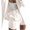 thumbnail image 2 of LOVZFMLL Women's Solid Suit Pant With Pockets Waisted Shorts With Belt White M, 2 of 6