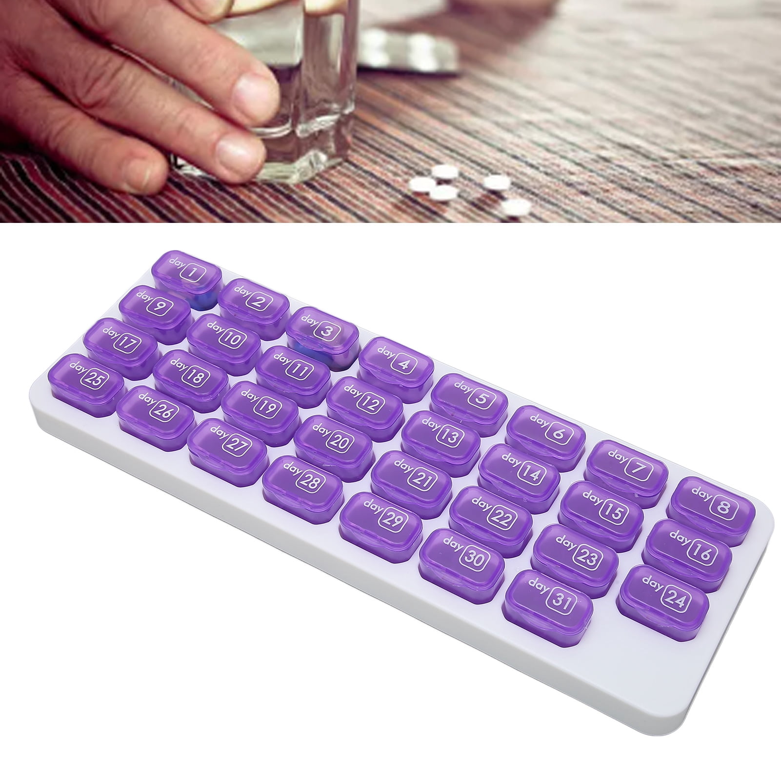 31 Day Pill Case, Medicine Container Comfortable Grip Hold Supplements Daily Pill Organizer Monthly Pill Organizer  for Home for Travel