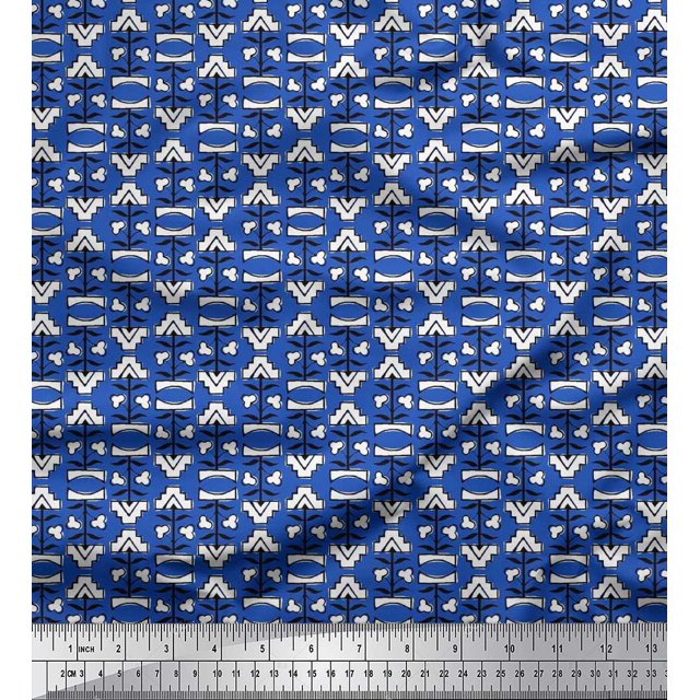Soimoi Poly Georgette Fabric Leaves & Floral Block Fabric Prints by Yard 52 Inch Wide