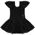 thumbnail image 4 of Oyolan Robe Tutu à Manches Courtes à Volants pour Filles, Vêtements de Danse Ballet Basiques, Noir 7-8, 4 of 7