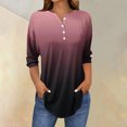 thumbnail image 2 of SwiftWear T-Shirts pour Femmes Mode Tendance Col Rond Manches Mi-Longues T-Shirt Couleur Dégradée Décontracté Ample Hauts Basiques, 2 of 5