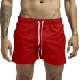 thumbnail image 1 of Plebaso Men's Beach Shorts Lightweight Casual Shorts Solid Color Drawstring Summer Shorts with Pockets, 1 of 5