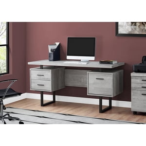 Monarch Specialties Bureau d'ordinateur, Bureau à la maison, Ordinateur portable, Gauche, Installation droite, Tiroirs de rangement, 60"l, Travail, Métal, Stratifié, Gris, Noir, Contemporain, Moderne