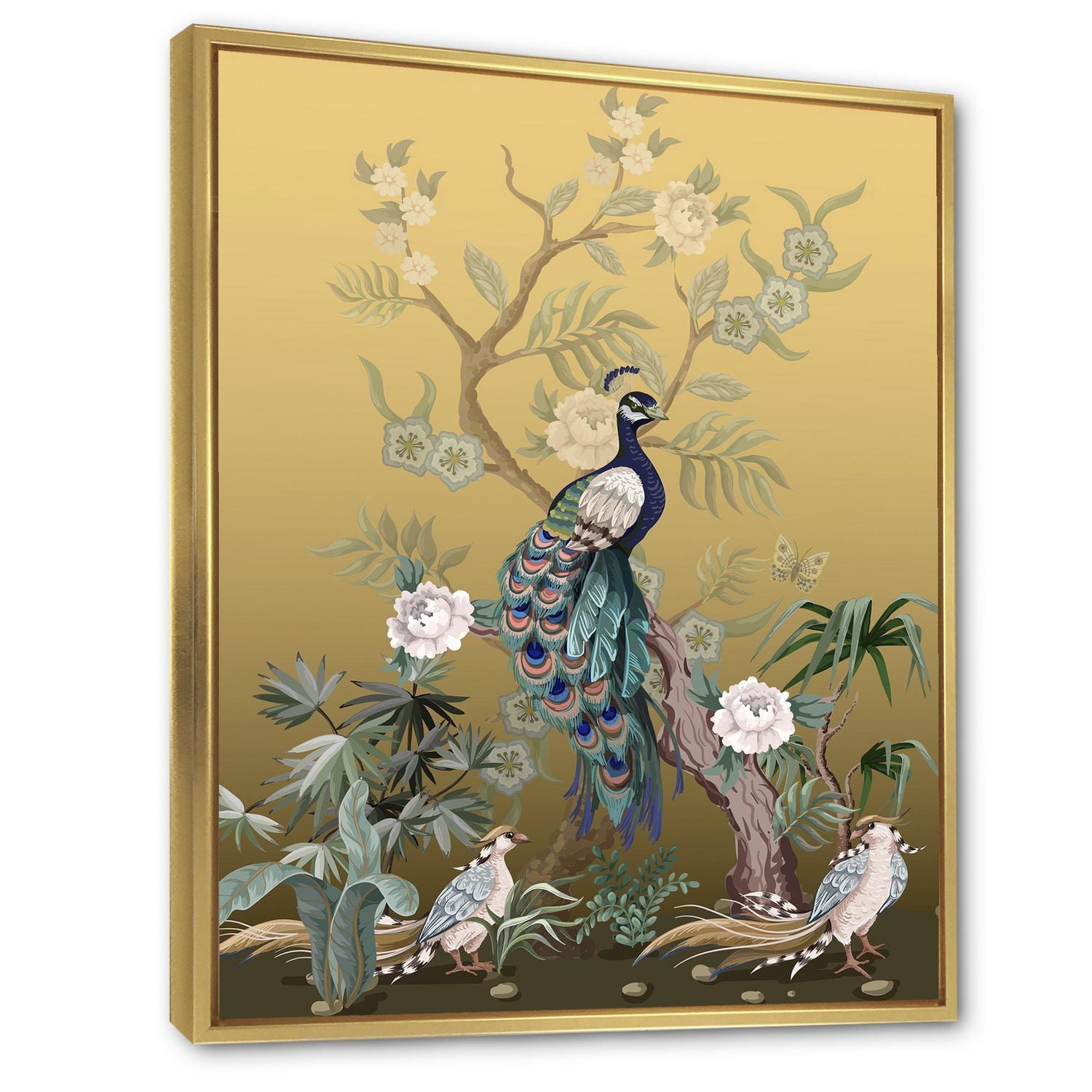 Designart Chinoiserie Aux Oiseaux Et Pivoines VI ART MURAL À CADRE FLOTTÉ
