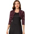 thumbnail image 1 of INSPIRE CHIC Women's Elegant Ruffle Collar Front 3/4 Sleeve Lace Shrug Top, 1 of 6