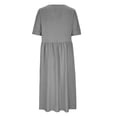 thumbnail image 2 of XZNGL Robe d'Été pour Femmes Aguichant Robe de Printemps et d'Été pour Femmes Col Rond Uni Coton et Lin Décontractée avec Poches Robe à Manches Courtes Robe d'Été pour Femmes avec Manches, 2 of 6