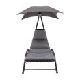 thumbnail image 4 of CorLiving Alora Steel Frame Outdoor Lounge Chair with Removeable Cushions and Canopy, Grey, 4 of 13