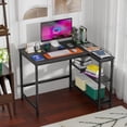 thumbnail image 2 of FDW L-Shaped Gaming Desk 39 Inch Corner Desks, Reversible Side Storage Shelves Metal Frame PC Work Table for Home Office Dorm Sturdy Writing, Black, 2 of 7