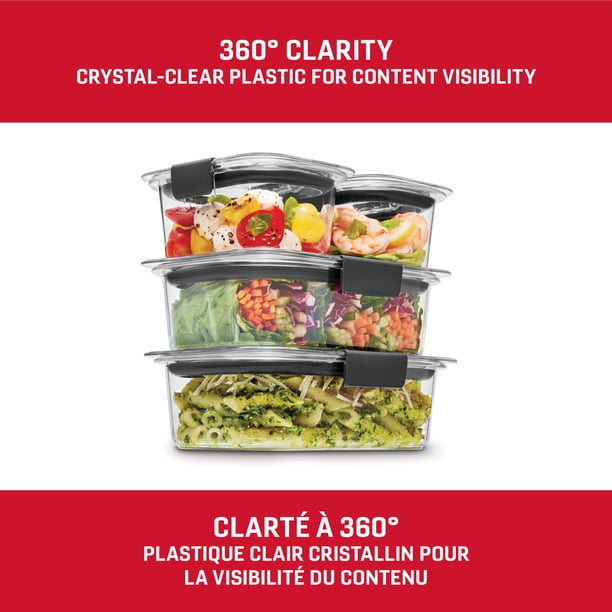 Rubbermaid Brilliance Plastic Food Storage Containers, Assorted