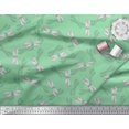 thumbnail image 3 of Soimoi Green Silk Fabric Shadow & Dragonfly Insect Print Fabric by Yard 42 Inch Wide, 3 of 3