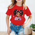 thumbnail image 2 of GDREDA Vêtements Fille Enfant Filles Mignon Mode Imprimé Col Rond Manches Courtes Tee Été Confortable Décontracté Ample T-Shirt Hauts Fille Hauts Rouge,12-14 Ans, 2 of 4
