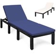 thumbnail image 1 of Gymax Patio Lounge Chair Rattan Chaise w/ Adjustable Navy & Off White Cushioned, 1 of 7