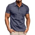 thumbnail image 1 of Styesk T Shirts for Man Fashion Solid Color Leisure Versatile Motion Button T-shirt Lapel Top, 1 of 5