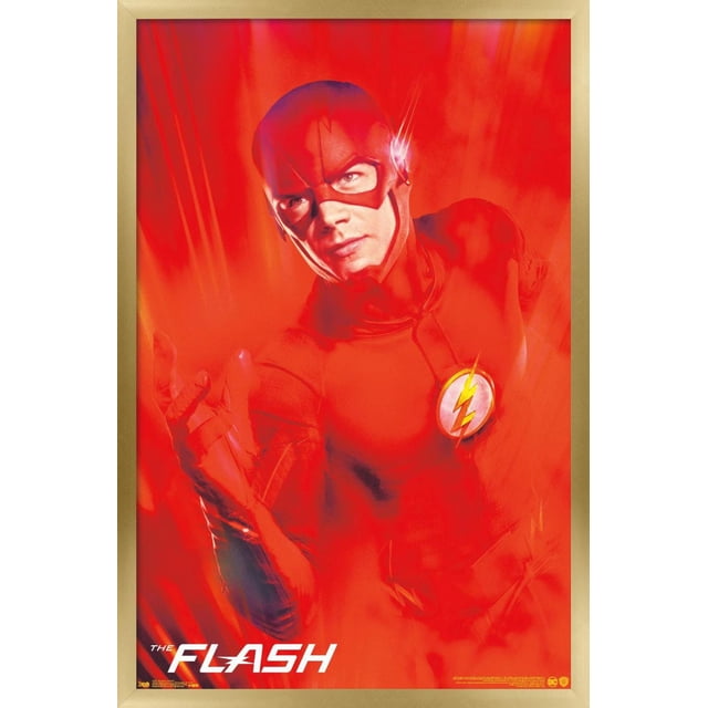 DC Comics TV - The Flash - Affiche Murale Key Art, 22,375 Pouces x 34 Pouces, Représentant le Flash dans Sa Combinaison Rouge avec l'Emblème de Foudre Jaune sur Sa Poitrine, Posée avec une Main Tendue au Milieu de Stries de Lumière Rouge Symbolisant la Vitesse, Imprimée sur Papier Lustré, Convient à la Décoration Murale de Chambre Ou de Bureau.