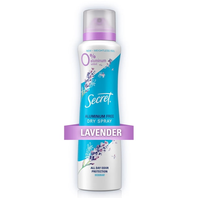 Secret Dry Spray Aluminum Free Deodorant, Lavender and Hemp Seed Oil