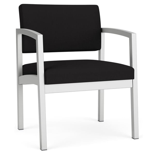 Lenox Steel Reception Waiting Oversize Guest Chair / Silver Steel / Black