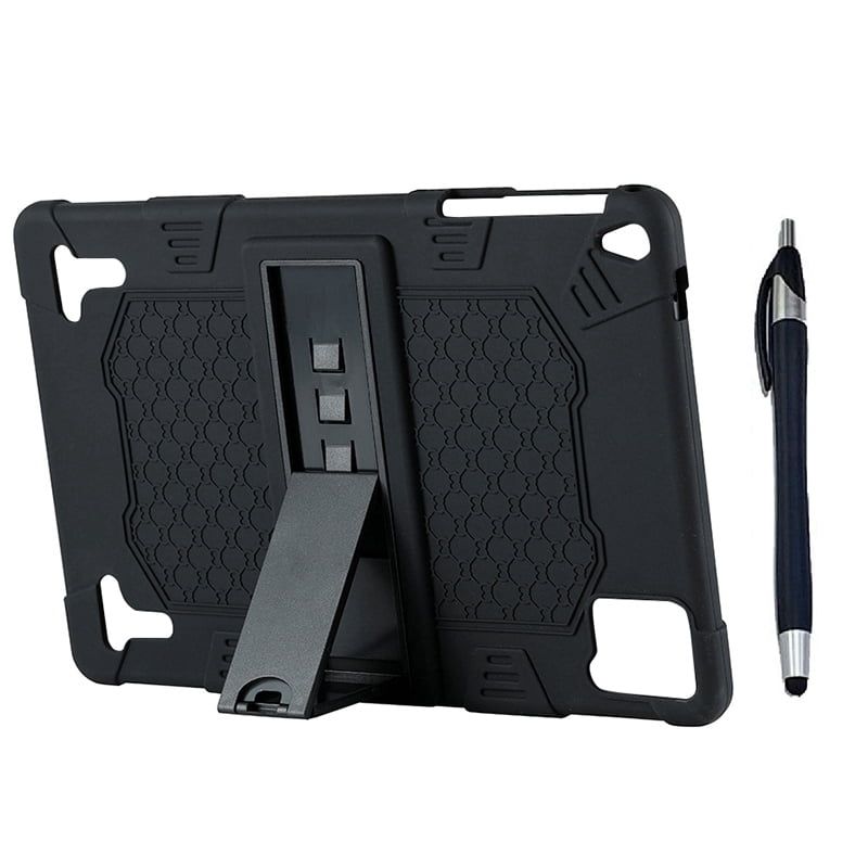 10.1 Inch Tablet Case Silicone Case Tablet Stand Universal Tablet Case Adjustable Stand with Capacitive Pen,1* Tablet Case 1* Capacitive Pen,Black