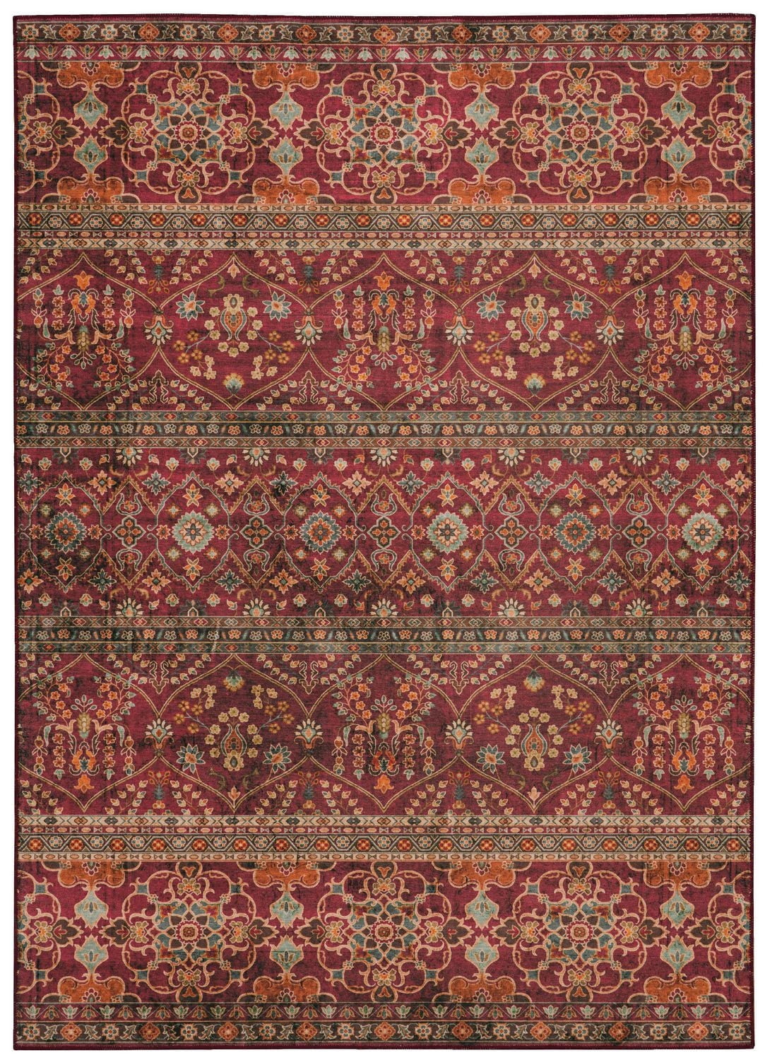 Tapis d'appoint lavable Neil 2 pi x 3 pi grenat et ivoire