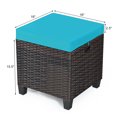 thumbnail image 3 of Costway Lot de 2 Poufs en Rotin pour Patio avec Coussin, Repose-Pieds, Table Basse, Turquoise, 3 of 10