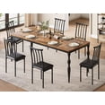 thumbnail image 3 of MIUUKA Industrial Farmhouse Dining Table,78.8"Inch Rectangular Wood Tabletop – Sturdy Curved Metal Legs – Large Kitchen, Dining Room, or Patio Furniture,Brown, 3 of 8