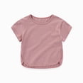 thumbnail image 1 of Cethrio T-Shirts à Manches Courtes pour Filles, Col Ras du Cou T-Shirts d'Été en Coton pour Filles Violet Taille 3-4 T, 1 of 7