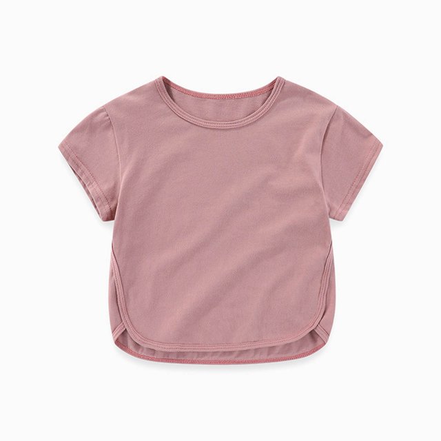 Cethrio T-Shirts à Manches Courtes pour Filles, Col Ras du Cou T-Shirts d'Été en Coton pour Filles Violet Taille 3-4 T