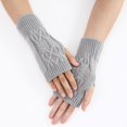thumbnail image 4 of Ladies Warm Knit Fingerless Gloves Convertible Mittens Fashion Flowers, 4 of 6
