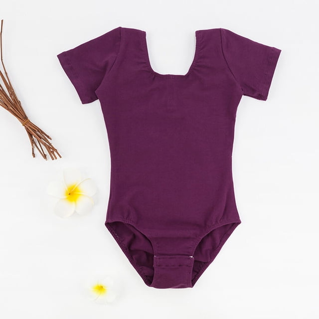 Tenue de Danse Extensible pour Enfants, Douce pour la Peau, Bonne Élasticité, Classique, Col Rond, Justaucorps Combinaison, Tenue de Danse Douce, Costume Léotard, Violet, P