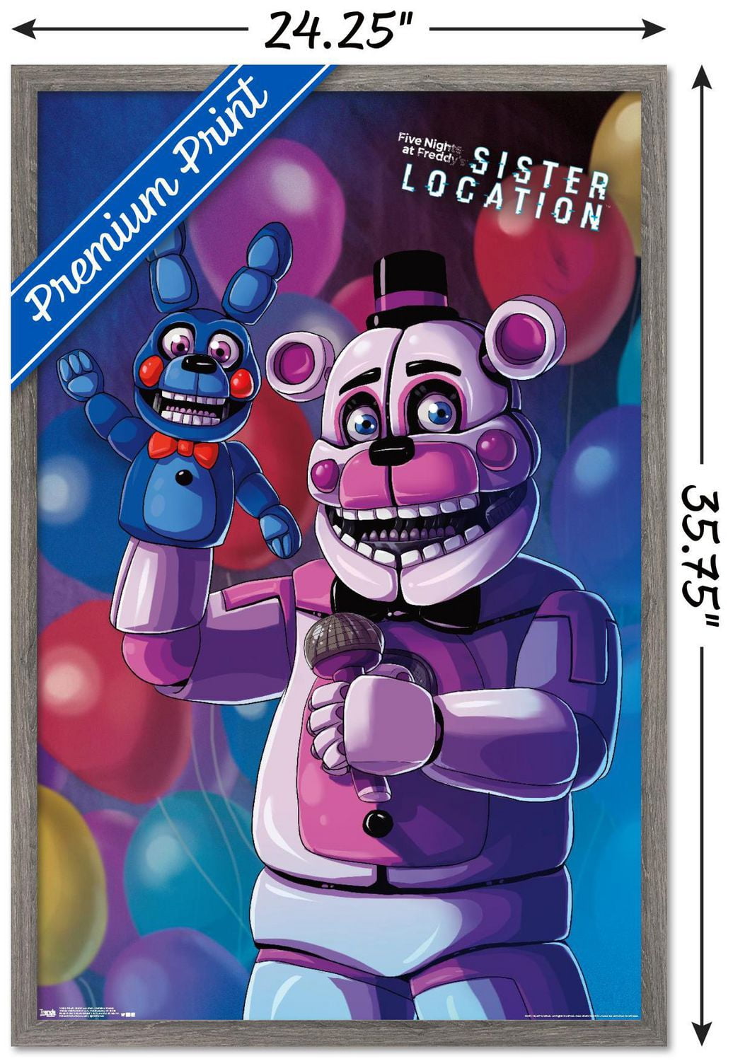 Five Nights at Freddy's: Sister Location - Funtime Freddy Wall Poster, 22.375" x 34" Framed