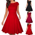 thumbnail image 1 of Gspmoly Robes pour Femmes, Nouvelle Robe d'Été Décontractée pour Femmes Style Serré Ajustée Robe à Grand Ourlet Sans Manches Col Rond Longueur Genou Robe Formelle pour Femmes jusqu'à 65 % de Rabais, 1 of 6