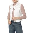 thumbnail image 4 of INSPIRE CHIC Juniors Washed Chest Flap Pockets Single Breasted Denim Vest Jacket, 4 of 6