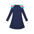 thumbnail image 2 of Robe Fille Bleu Marine Manches Longues Épaule à Volants Décontractée Coton 5 Ans, 2 of 6
