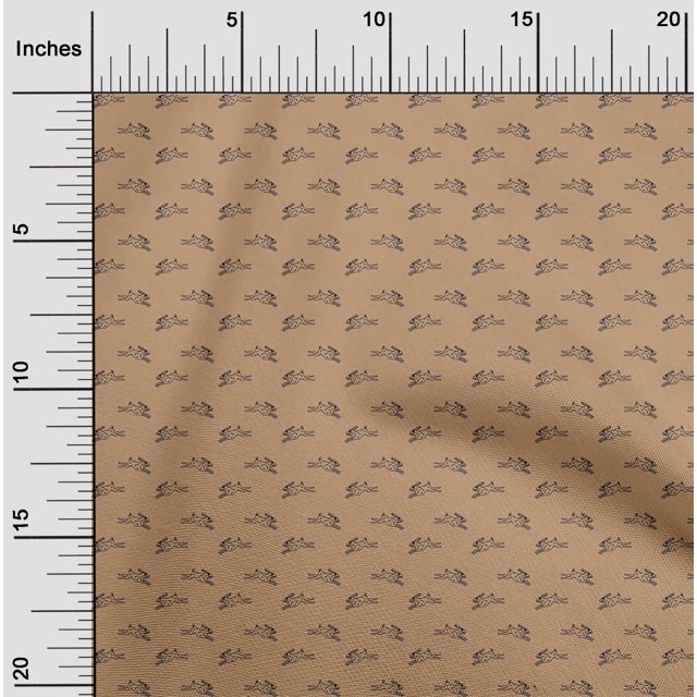 oneOone Polyester Lycra Dark Beige Fabric Rabbit Animal Sewing Craft Projects Fabric Prints By Yard 56 Inch Wide