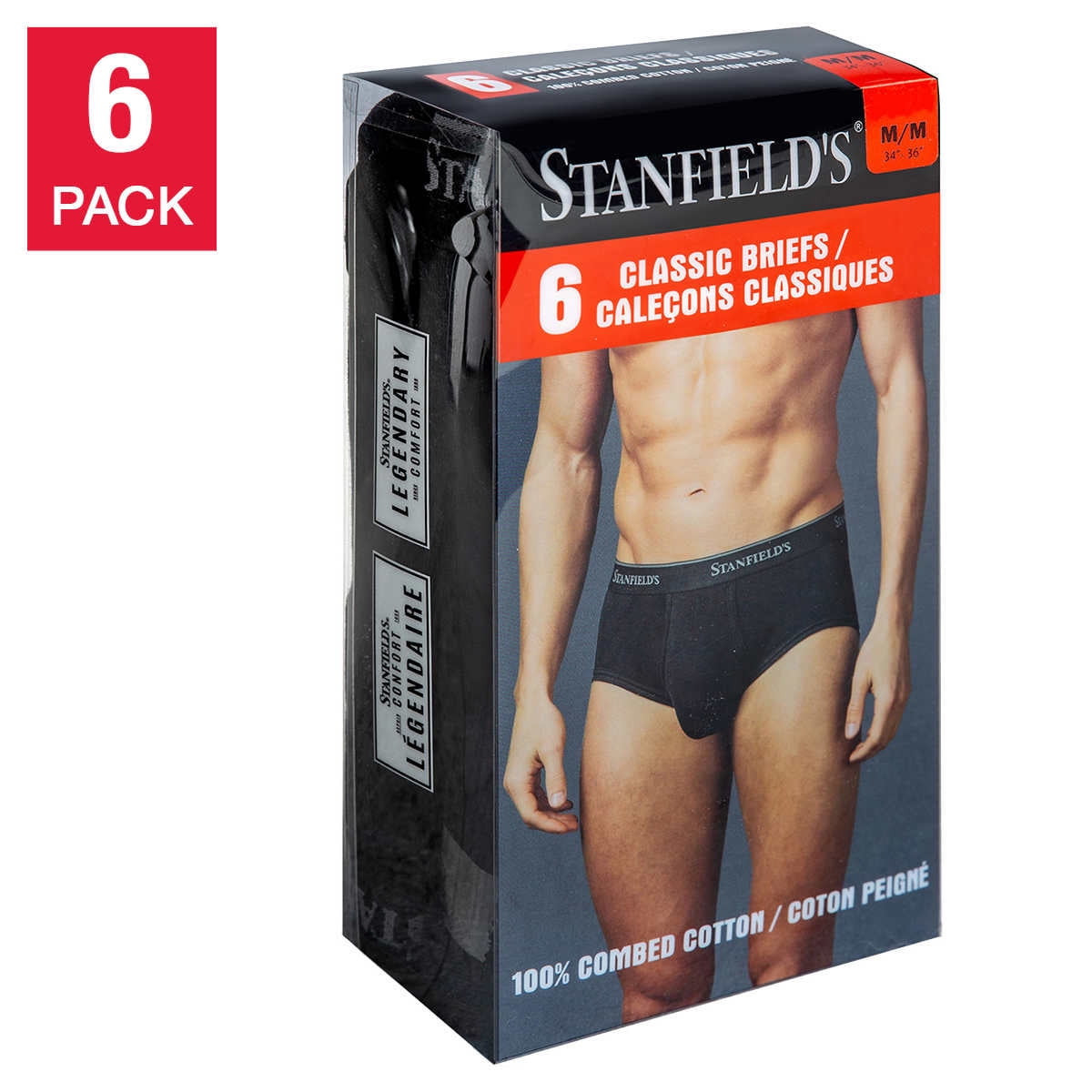 Stanfield’s Men’s Briefs, 6-pack (Black, Medium)