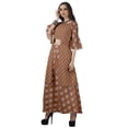 thumbnail image 4 of Moomaya Printed High Low Crop Top Kurti Palazzo Set Ethnic Indian Clothing Set For Womens, 4 of 8